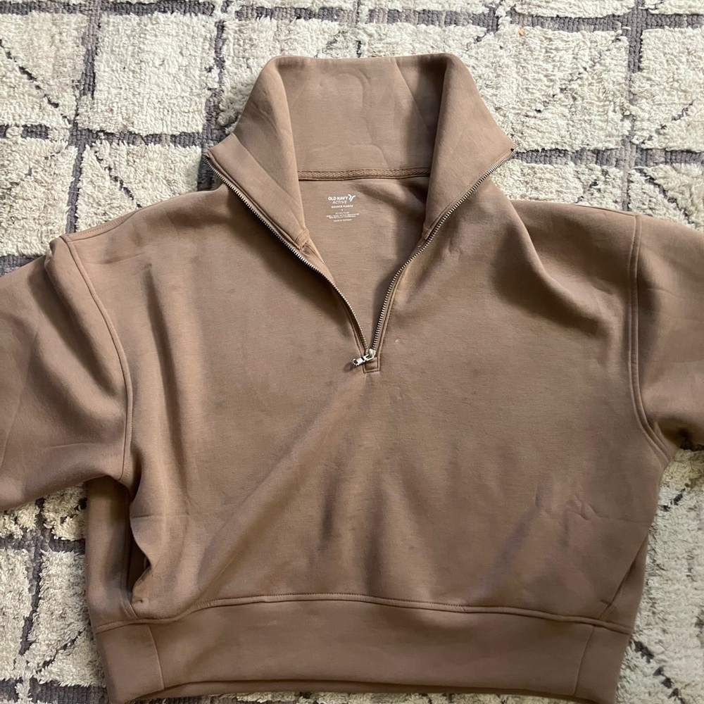 Old Navy Women's Brown Quarter-Zip Sweatshirt